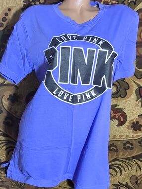 PINK Victoria's Secret Dark Lavender Logo Tee